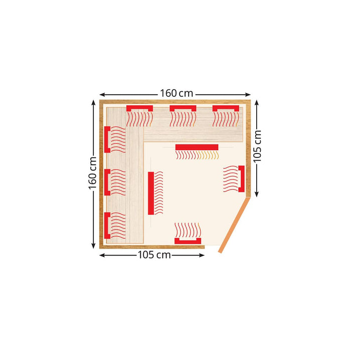 Axotherm Infrarotkabine Lifestyle 160 Infrarotsauna 4 Personen Bausatz Eck